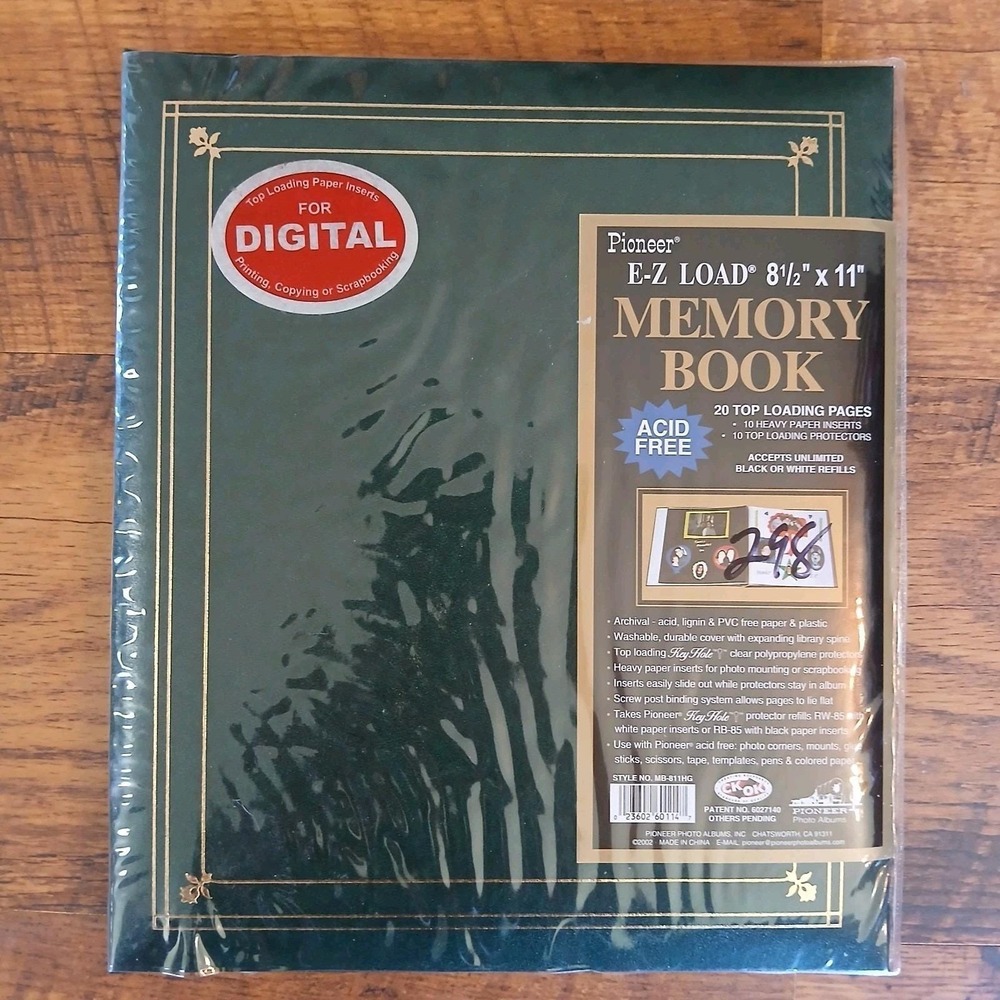 PIONEER EZ LOAD 8-1/2x11 Photo Memory Book Dark Green/Gold Scrapbook NEW
